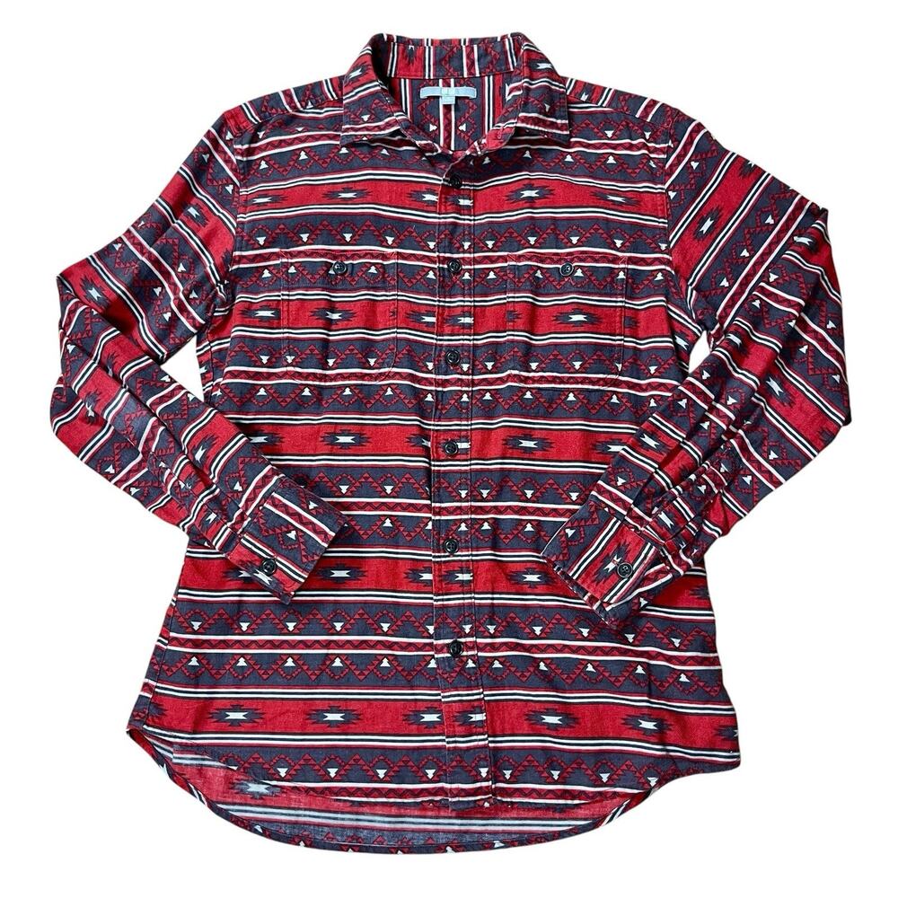 Uniqlo Mens Size M Lightweight Flannel Shirt Brushed Cotton South Western Aztec